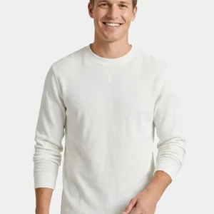 DENIM & FLOWER Mens Eyelet Knit Long Sleeve T-Shirt